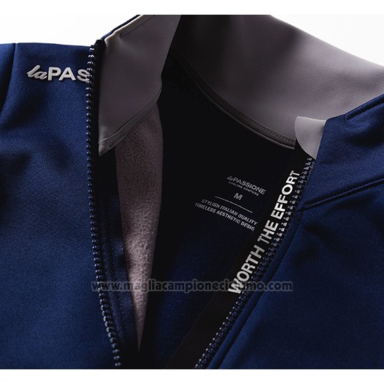 2019 Abbigliamento Ciclismo La Passione Blu Grigio Manica Lunga e Salopette